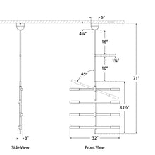 Load image into Gallery viewer, Rousseau Articulating LED Chandelier - line drawing.