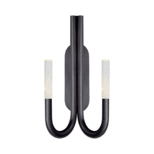 Load image into Gallery viewer, Rousseau Double LED Wall Light in Bronze/Seeded Glass.