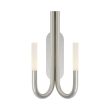 Load image into Gallery viewer, Rousseau Double LED Wall Light in Polished Nickel/Etched Crystal.