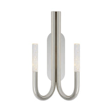 Load image into Gallery viewer, Rousseau Double LED Wall Light in Polished Nickel/Seeded Glass.