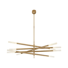 Load image into Gallery viewer, Rousseau Grande LED Chandelier in Antique-Burnished Brass/Etched Crystal (10-Light).