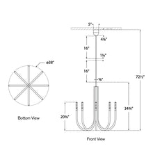 Load image into Gallery viewer, Rousseau LED Chandelier - line drawing.