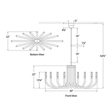 Load image into Gallery viewer, Rousseau LED Chandelier - line drawing.
