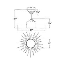 Load image into Gallery viewer, Soleil Semi Flush Ceiling Light - line drawing.