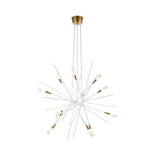 Load image into Gallery viewer, Stellar LED Chandelier in Matte White/Antique Brass (Large).