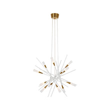 Load image into Gallery viewer, Stellar LED Chandelier in Matte White/Antique Brass (Medium).