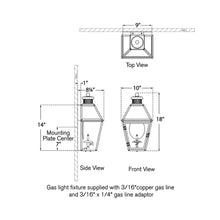Load image into Gallery viewer, Stratford 3/4 Outdoor Gas Wall Light - line drawing.