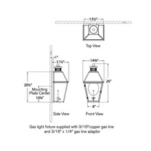 Load image into Gallery viewer, Stratford 3/4 Outdoor Gas Wall Light - line drawing.