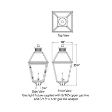 Load image into Gallery viewer, Stratford Outdoor Gas Post Light - line drawing.