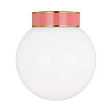 Load image into Gallery viewer, Monroe Flush Mount Ceiling Light in Burnished Brass/Coral