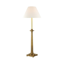 Load image into Gallery viewer, Swedish Column Buffet Table Lamp in Antique-Burnished Brass/Linen.