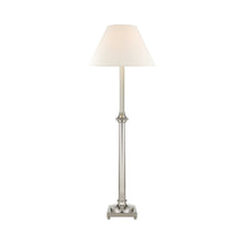 Load image into Gallery viewer, Swedish Column Buffet Table Lamp in Polished Nickel/Linen.