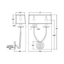 Load image into Gallery viewer, Symmetric Twist Double Wall Light - line drawing.
