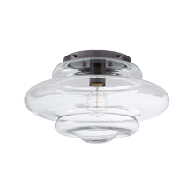 Load image into Gallery viewer, Tableau Flush Mount Ceiling Light in Bronze/Clear Glass.