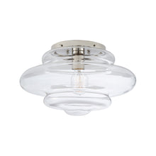 Load image into Gallery viewer, Tableau Flush Mount Ceiling Light in Polished Nickel/Clear Glass.