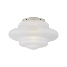 Load image into Gallery viewer, Tableau Flush Mount Ceiling Light in Polished Nickel/Volcanic Glass.