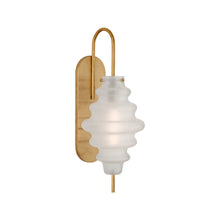 Load image into Gallery viewer, Tableau Wall Light in Antique-Burnished Brass /Volcanic Glass.
