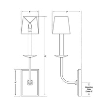 Load image into Gallery viewer, TT Wall Light - line drawing.
