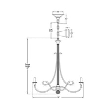Load image into Gallery viewer, Twist Chandelier - line drawing.
