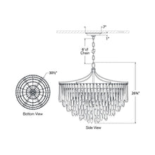 Load image into Gallery viewer, Vacarro LED Chandelier - line drawing.