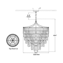 Load image into Gallery viewer, Vacarro LED Chandelier - line drawing.