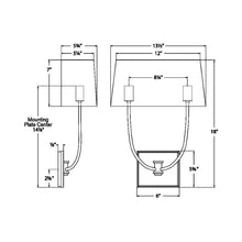 Load image into Gallery viewer, Venini Double Wall Light - line drawing.