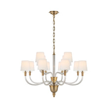 Load image into Gallery viewer, Vivian Chandelier in Two-Tier/Hand-Rubbed Antique Brass/Linen.