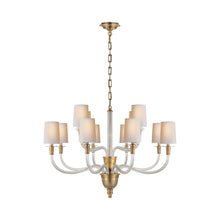 Load image into Gallery viewer, Vivian Chandelier in Two-Tier/Hand-Rubbed Antique Brass/Natural Paper.