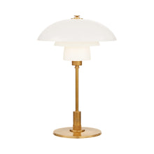 Load image into Gallery viewer, Whitman Desk Lamp in Hand-Rubbed Antique Brass/White Glass.
