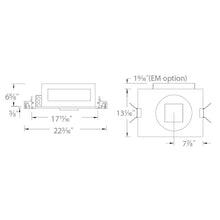 Load image into Gallery viewer, Volta 4.5 Inch Square Trimless New Construction Recessed Housing - line drawing.