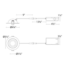 Load image into Gallery viewer, Lotos R Adjustable Downlight Round 4In 5CCT - line drawing.