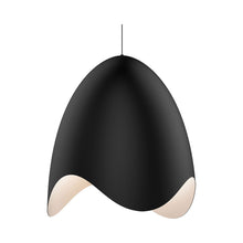 Load image into Gallery viewer, Waveforms™ Bell LED Pendant Light in Large/Satin Black with White Interior.