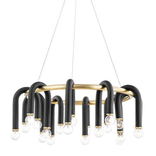 Load image into Gallery viewer, Whit Chandelier in Aged Brass / Black.