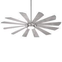 Load image into Gallery viewer, Windmolen LED Outdoor Ceiling Fan in Brushed Steel / Grey Ashwood.