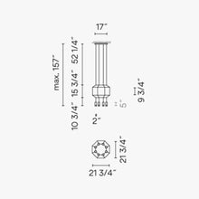 Load image into Gallery viewer, Wireflow Octagonal LED Pendant Light - line drawing.