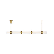 Load image into Gallery viewer, Wit LED Linear Suspension Light in 5-Glass/Aged Brass.