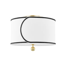 Load image into Gallery viewer, Zara 2-Light Semi-Flush Mount Ceiling Light in Aged Brass.