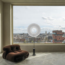 Load image into Gallery viewer, Iris LED Floor Lamp in living room.
