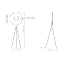 Load image into Gallery viewer, Iris LED Tripod Floor Lamp - line drawing.
