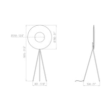 Load image into Gallery viewer, Iris LED Tripod Floor Lamp - line drawing.
