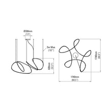 Load image into Gallery viewer, Zigouzi LED Pendant Light - line drawing.
