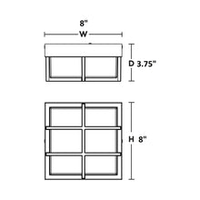 Load image into Gallery viewer, August Outdoor LED Flush Mount Ceiling Light - line drawing.
