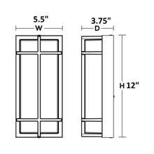 Load image into Gallery viewer, August Outdoor LED Wall Light - line drawing.
