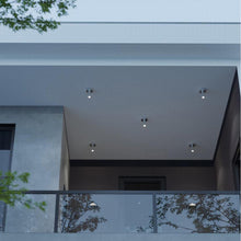 Load image into Gallery viewer, Beverly Outdoor LED Flush Mount Ceiling Light in Outside Area.
