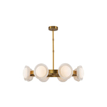 Load image into Gallery viewer, Alonso LED Chandelier in Vintage Brass/Alabaster (Small).

