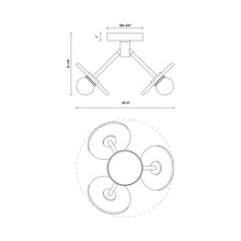 Load image into Gallery viewer, Dahlia LED Semi Flush Mount Ceiling Light - line drawing.
