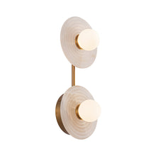Load image into Gallery viewer, Dahlia LED Wall Light in Vintage Brass (2-Light).
