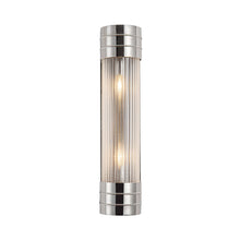 Load image into Gallery viewer, Willard Vanity Wall Light in Polished Nickel/Clear Prismatic Glass (2-Light).
