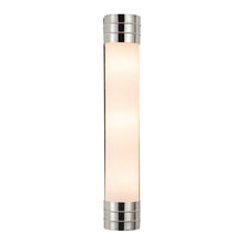 Load image into Gallery viewer, Willard Vanity Wall Light in Polished Nickel/Matte Opal Glass (3-Light).
