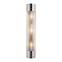 Load image into Gallery viewer, Willard Vanity Wall Light in Polished Nickel/Clear Prismatic Glass (3-Light).
